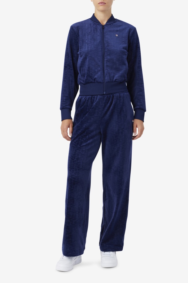 Devika Velour Track Pant Fila UK Navy