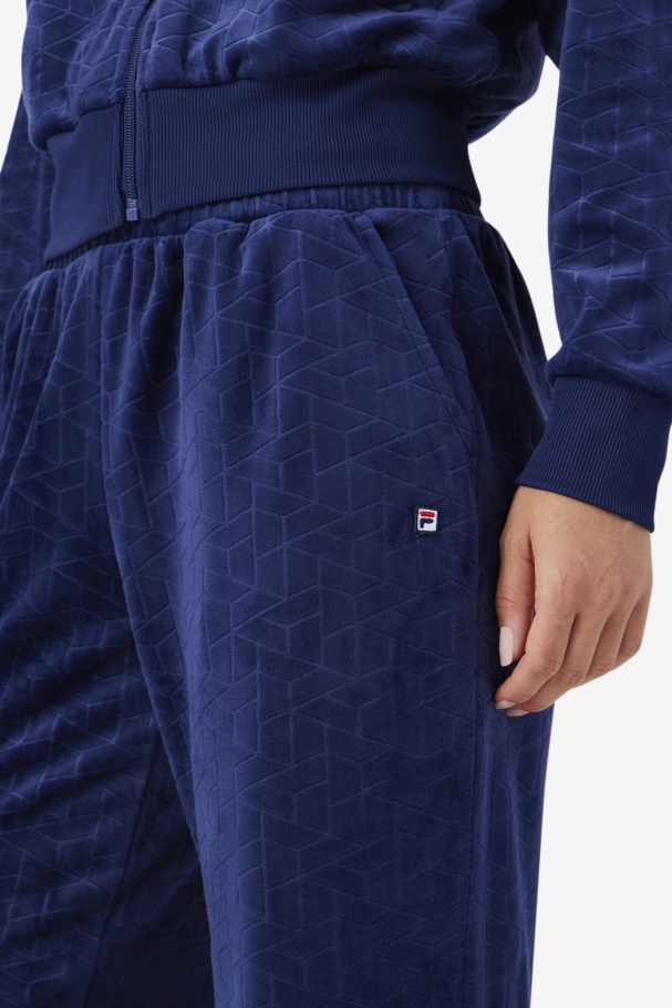 Devika Velour Track Pant Fila UK Navy
