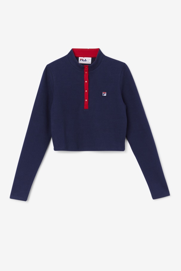 Navy Fila UK Josie Half Zip Top