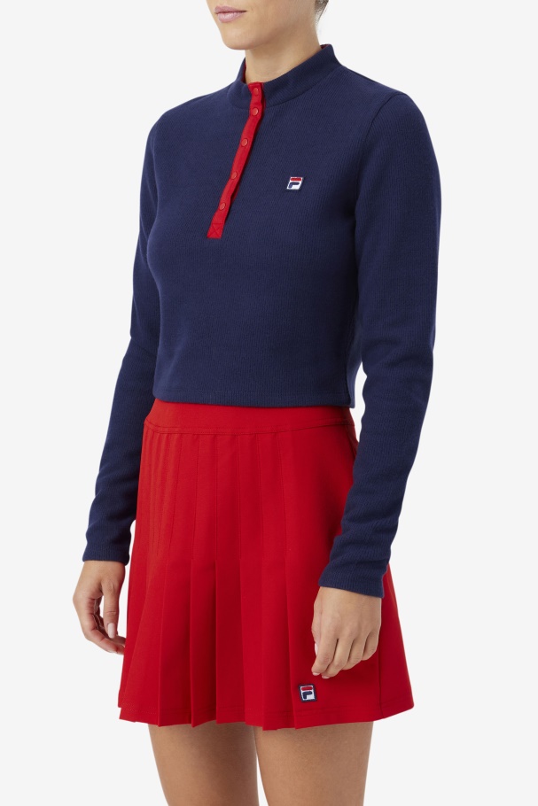 Navy Fila UK Josie Half Zip Top