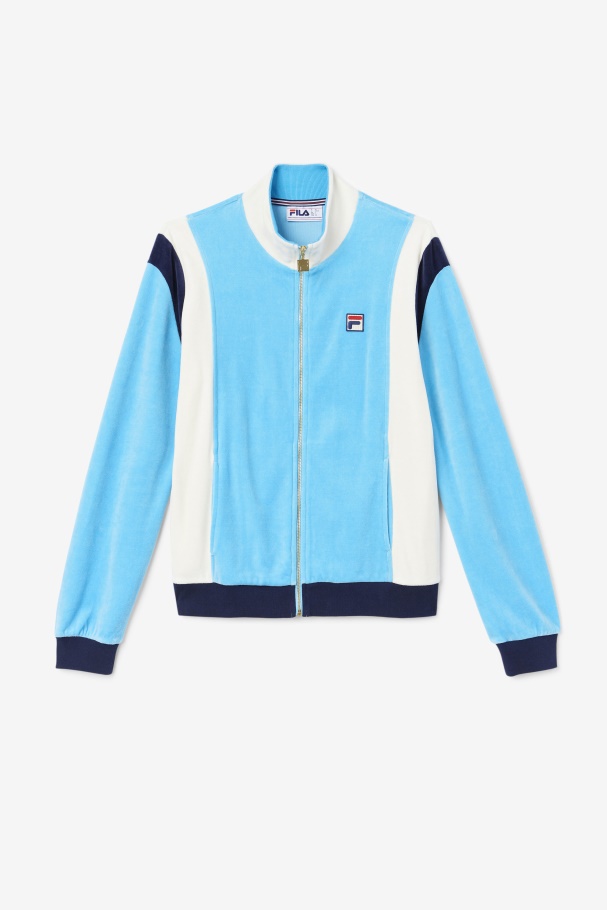 Fila UK Floyd Velour Jacket Aquarius/Egret/Navy