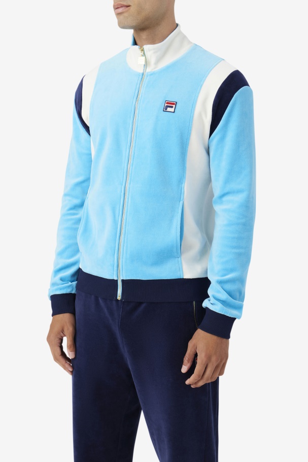 Fila UK Floyd Velour Jacket Aquarius/Egret/Navy