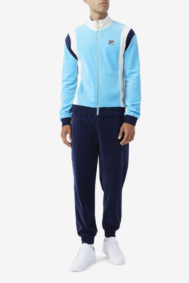 Fila UK Floyd Velour Jacket Aquarius/Egret/Navy
