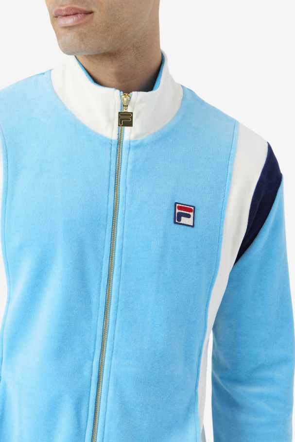 Fila UK Floyd Velour Jacket Aquarius/Egret/Navy
