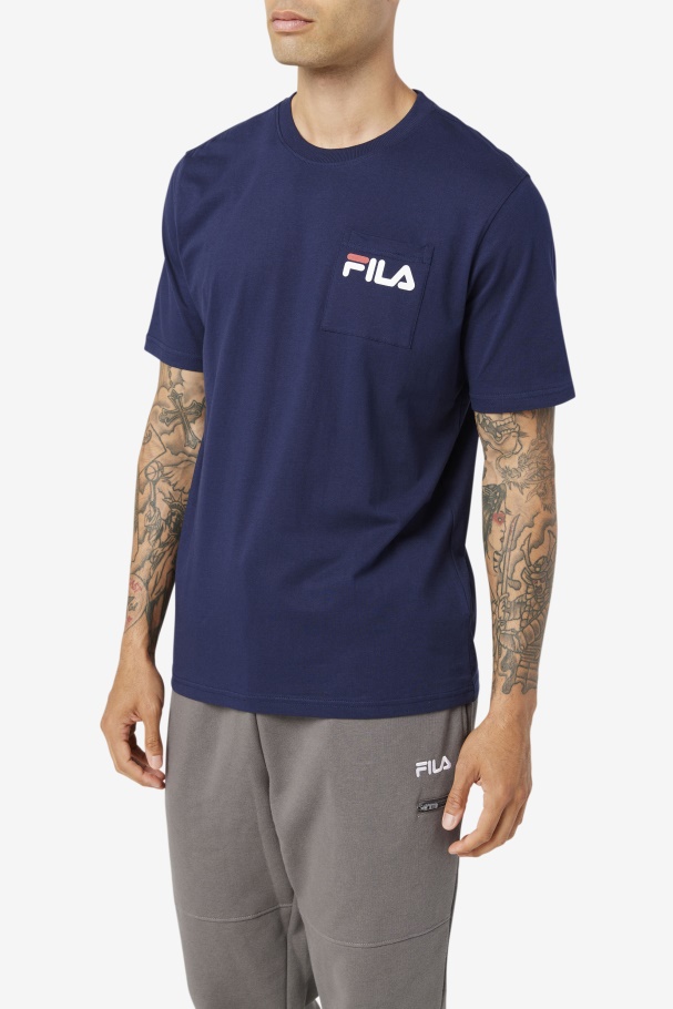 Peacoat Fila UK Curtis Pocket Tee