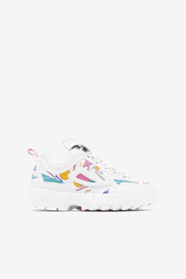 White/Bubblegum/Blue Big Kids' Disruptor 2 Premium Fila UK