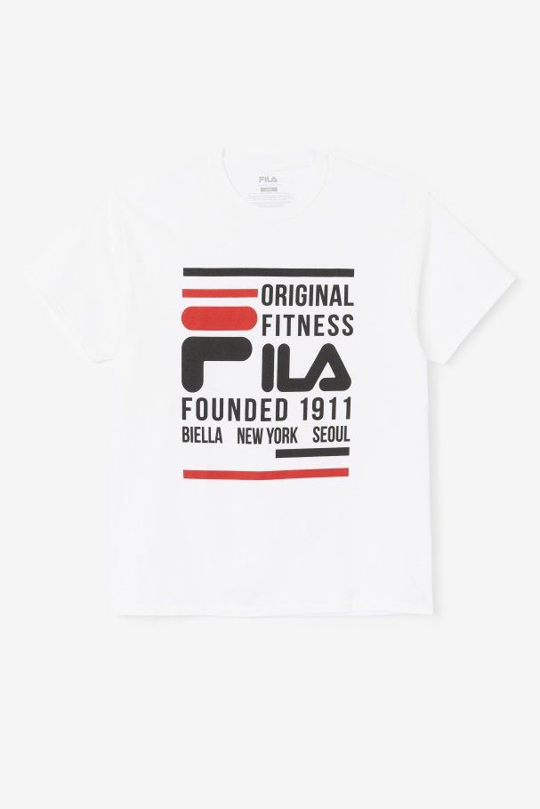 White/Black/Red Fila UK Original Fitness Tee