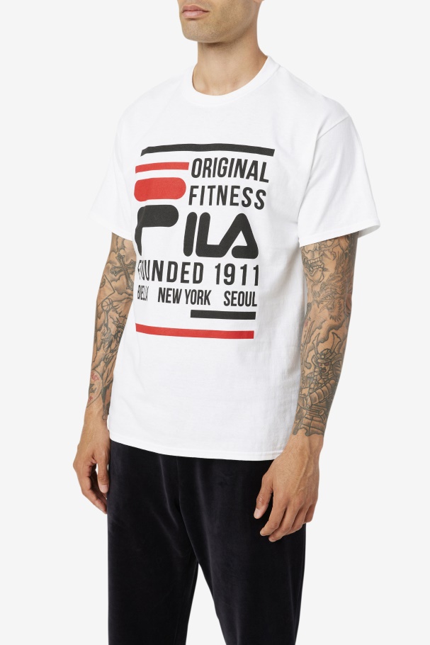 White/Black/Red Fila UK Original Fitness Tee