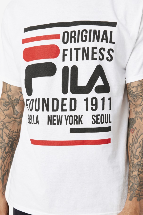 White/Black/Red Fila UK Original Fitness Tee