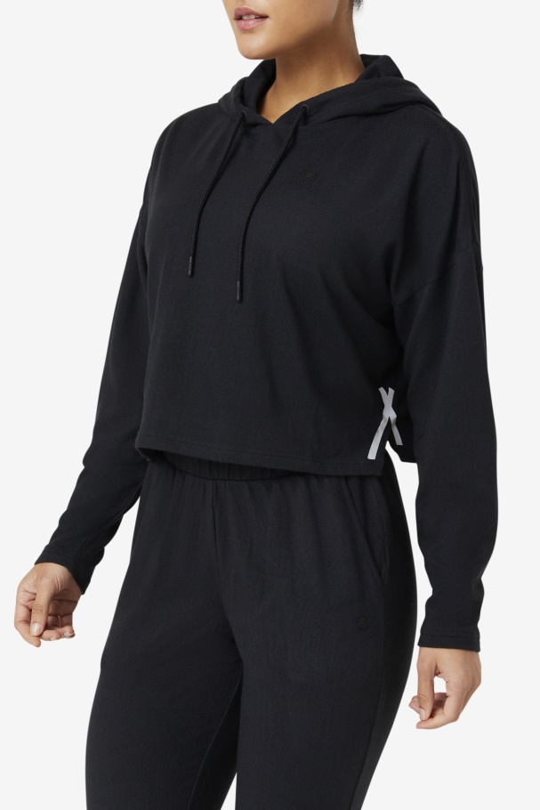 Fi-Lux Cropped Hoodie Black Fila UK