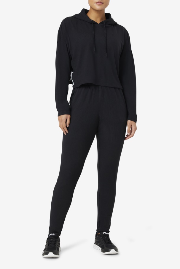 Fi-Lux Cropped Hoodie Black Fila UK