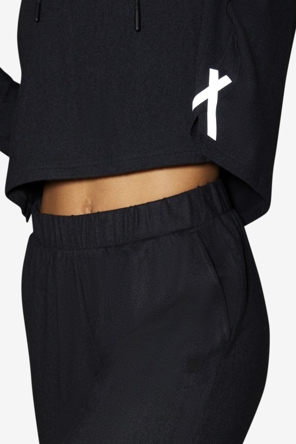 Fi-Lux Cropped Hoodie Black Fila UK