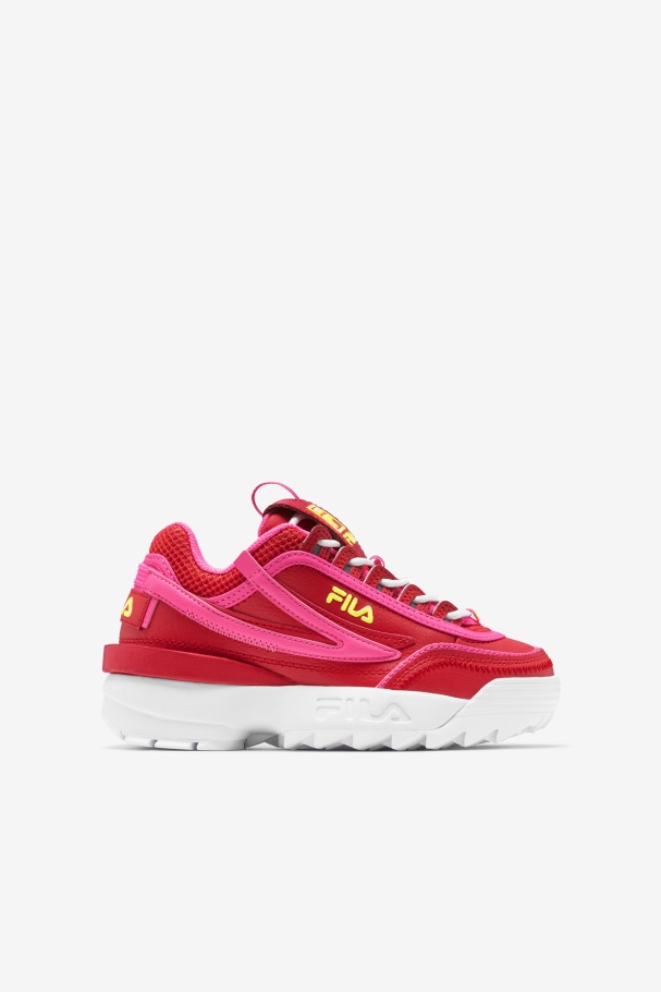 Red/Pink/Yellow Fila UK Big Kids' Disruptor 2 Exp