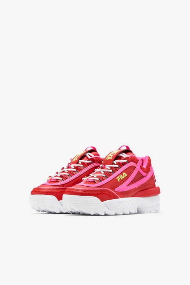 Red/Pink/Yellow Fila UK Big Kids\' Disruptor 2 Exp