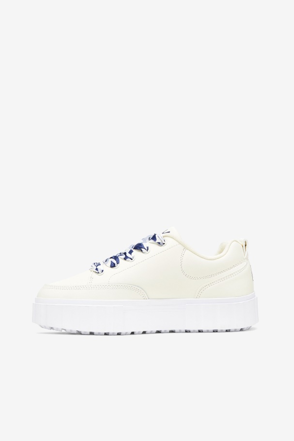 Fila UK Women\'s Sandblast Low Satin Lace White/Navy/White