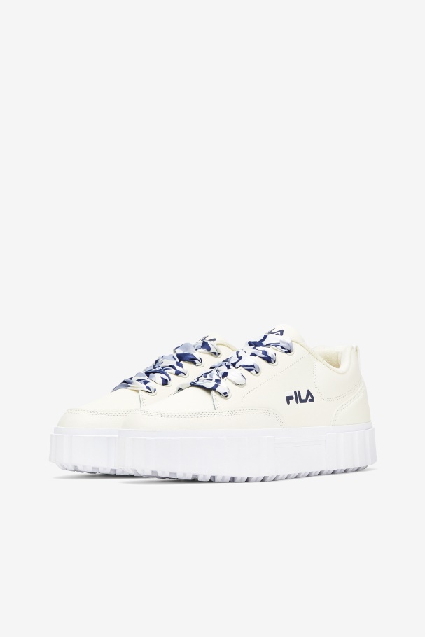 Fila UK Women\'s Sandblast Low Satin Lace White/Navy/White