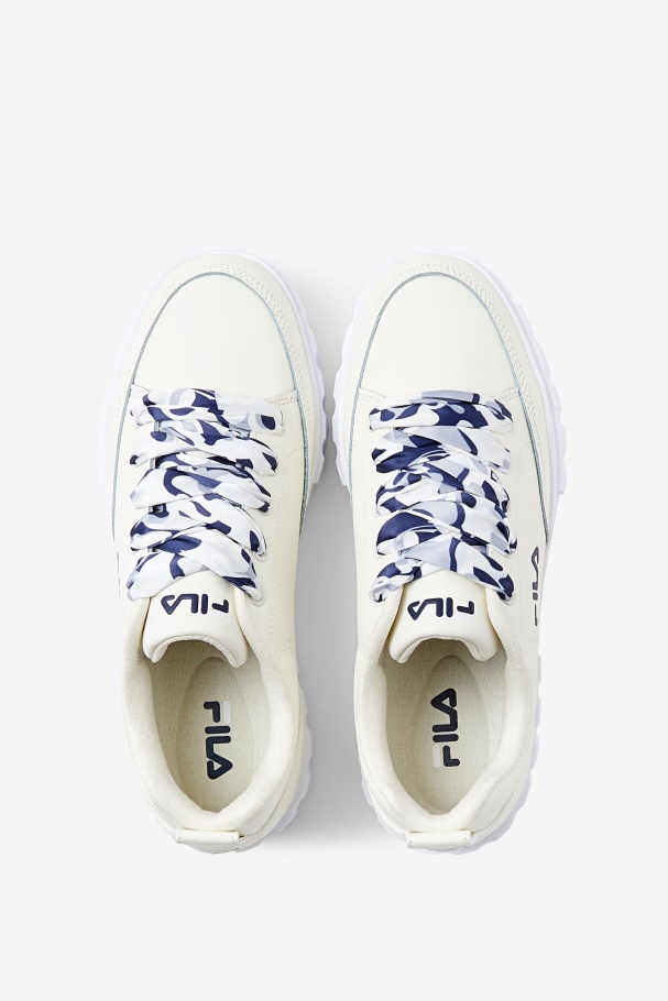 Fila UK Women\'s Sandblast Low Satin Lace White/Navy/White