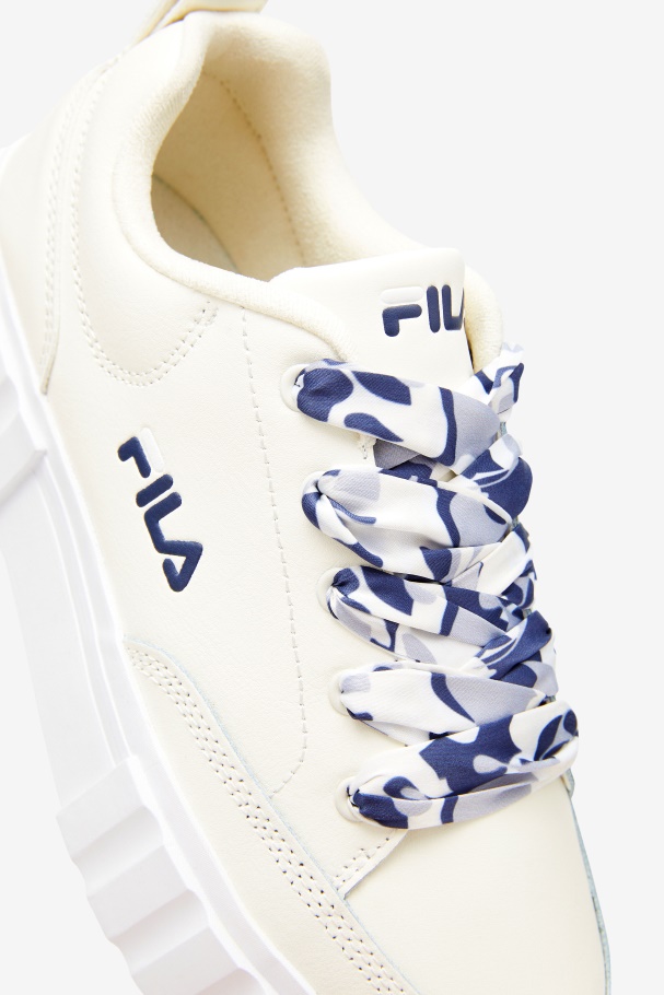 Fila UK Women\'s Sandblast Low Satin Lace White/Navy/White