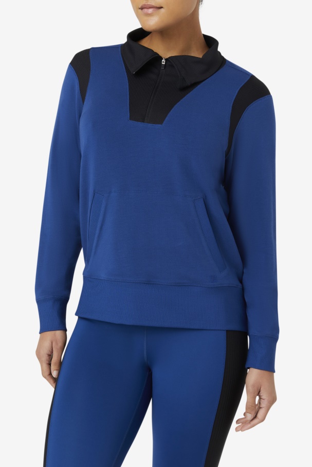 Navy Peony Fila UK Fi-Lux Half Zip