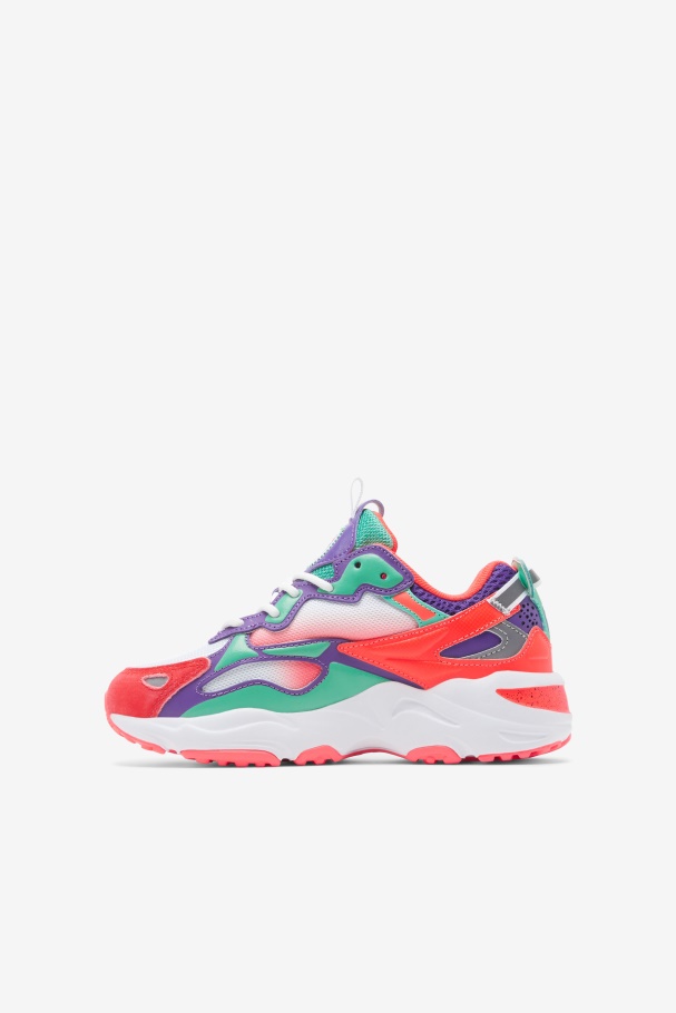 White/Fiery Coral/Purple Fila UK Big Kids\' Ray Tracer Apex