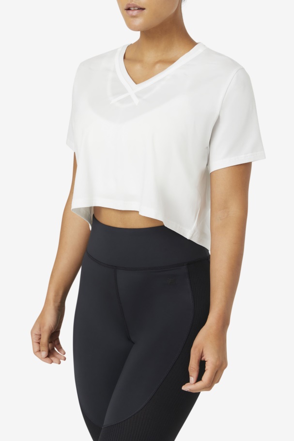 Fila UK White Fi-Lux High-Low Crop Top
