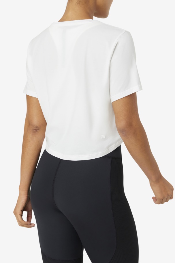 Fila UK White Fi-Lux High-Low Crop Top