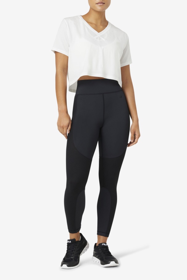 Fila UK White Fi-Lux High-Low Crop Top