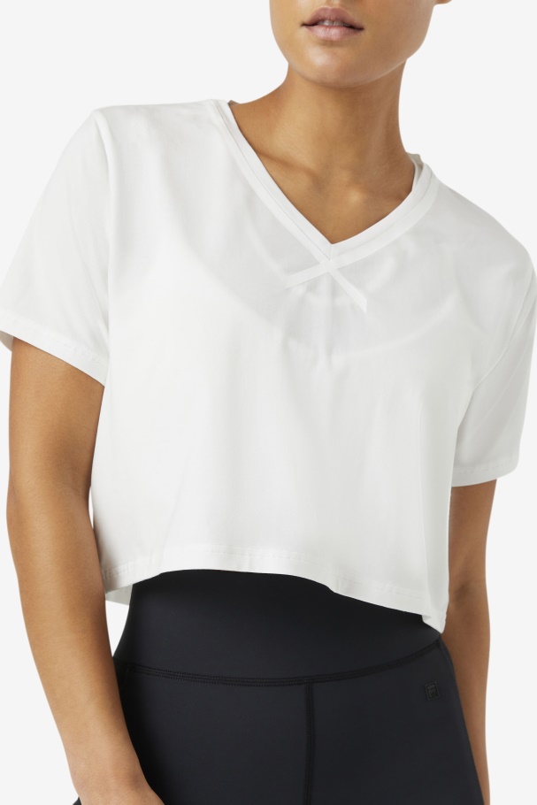 Fila UK White Fi-Lux High-Low Crop Top