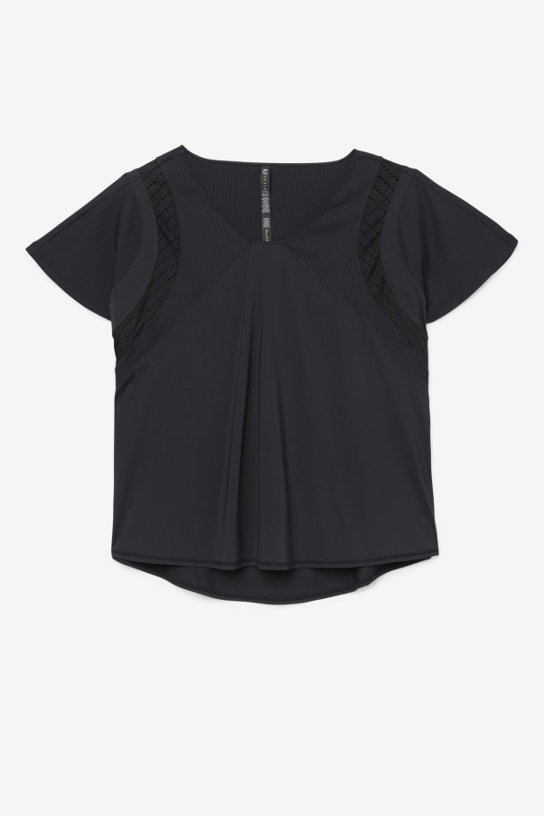Black Uplift Textured Short Sleeve Top Fila UK