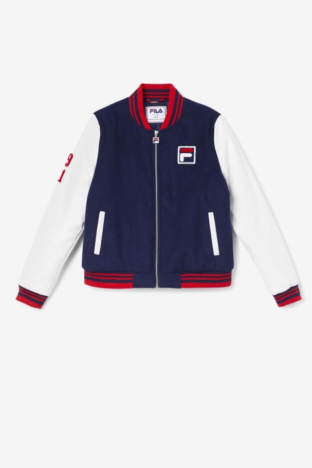 Dixon Varsity Jacket Navy/White/Red Fila UK