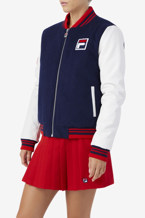 Dixon Varsity Jacket Navy/White/Red Fila UK