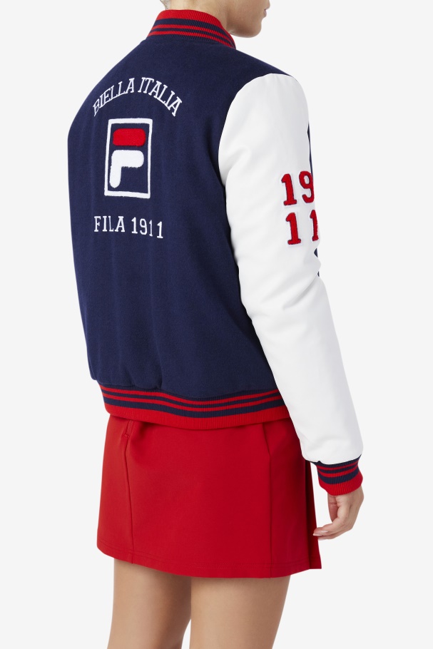 Dixon Varsity Jacket Navy/White/Red Fila UK