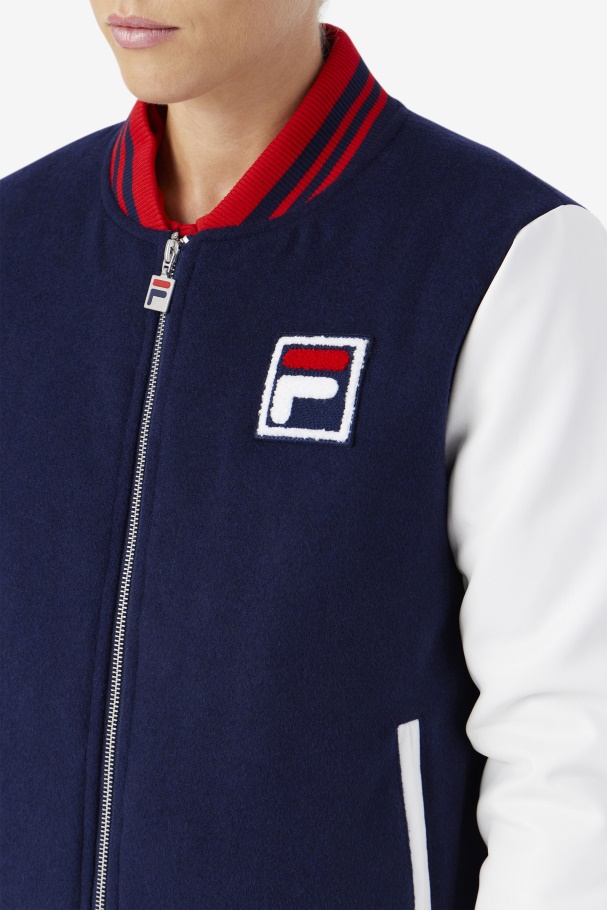 Dixon Varsity Jacket Navy/White/Red Fila UK