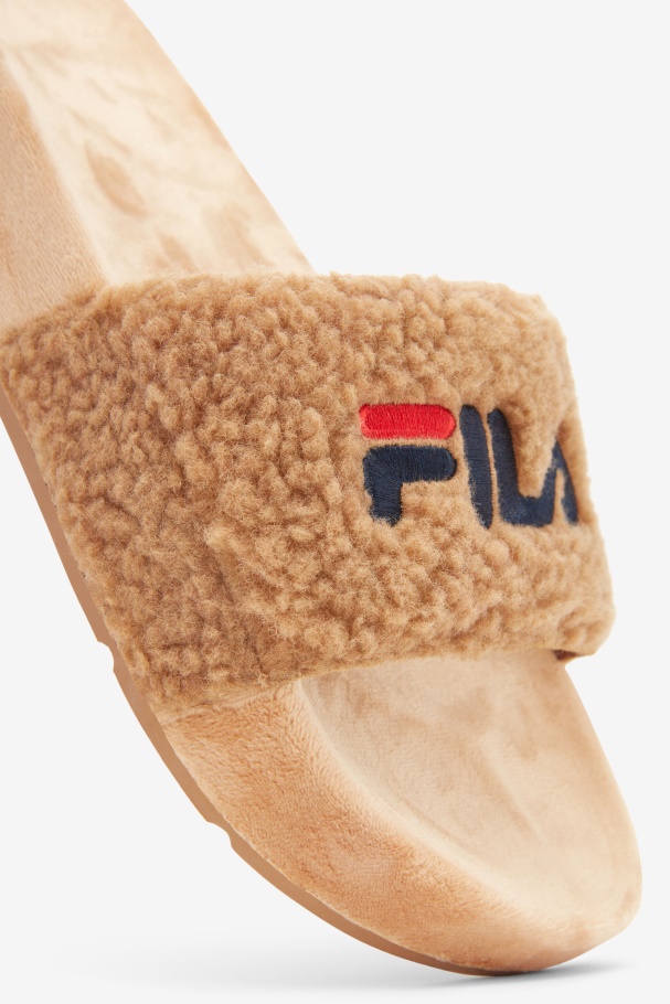 Fila UK Beige/Navy/Red Women\'s Fuzzy Drifter