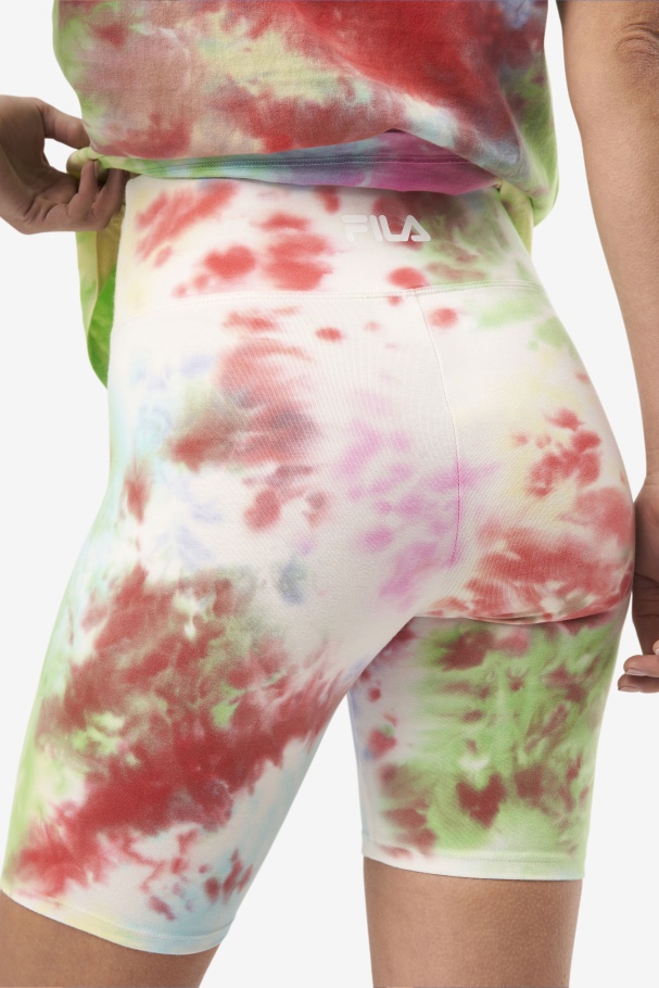 Taima Tie Dye Bike Short Green/White/Periwinkle/Red Fila UK