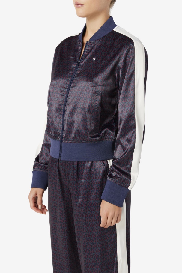 Fila UK Farah Satin Track Jacket Peacoat/Tofu