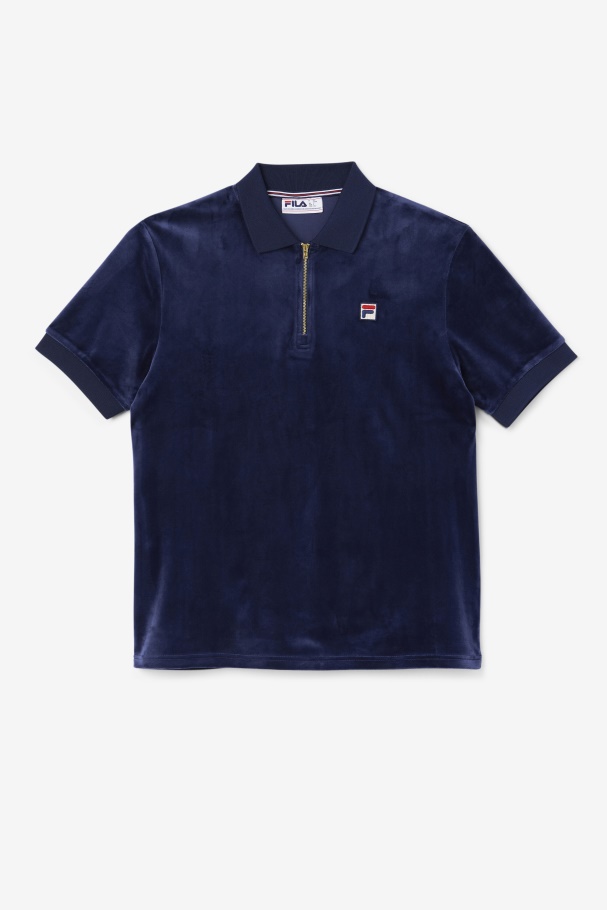 Fila UK Fil A Navy Devon Velour Polo