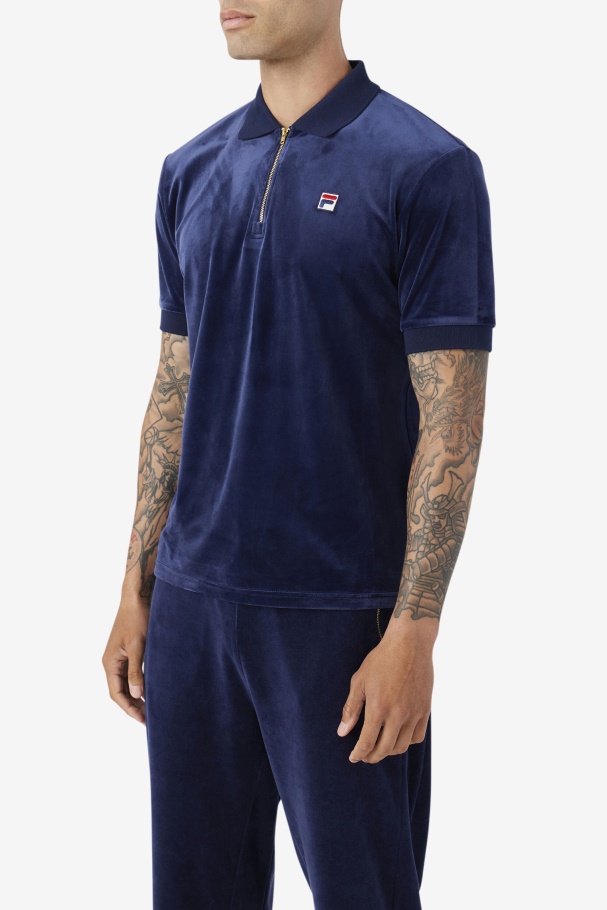Fila UK Fil A Navy Devon Velour Polo