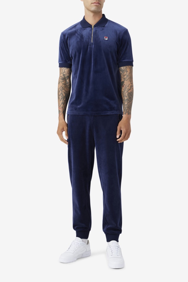 Fila UK Fil A Navy Devon Velour Polo