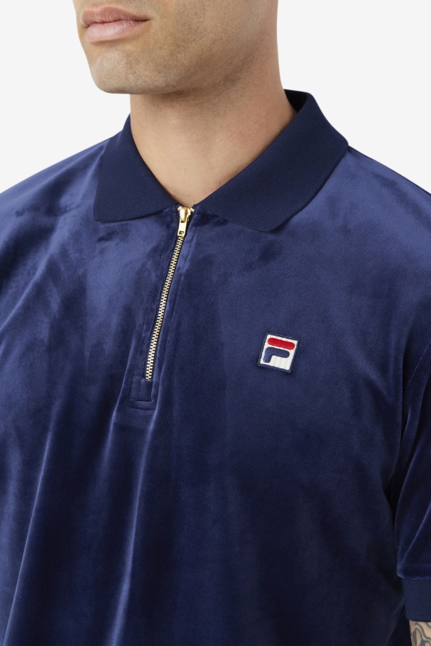 Fila UK Fil A Navy Devon Velour Polo