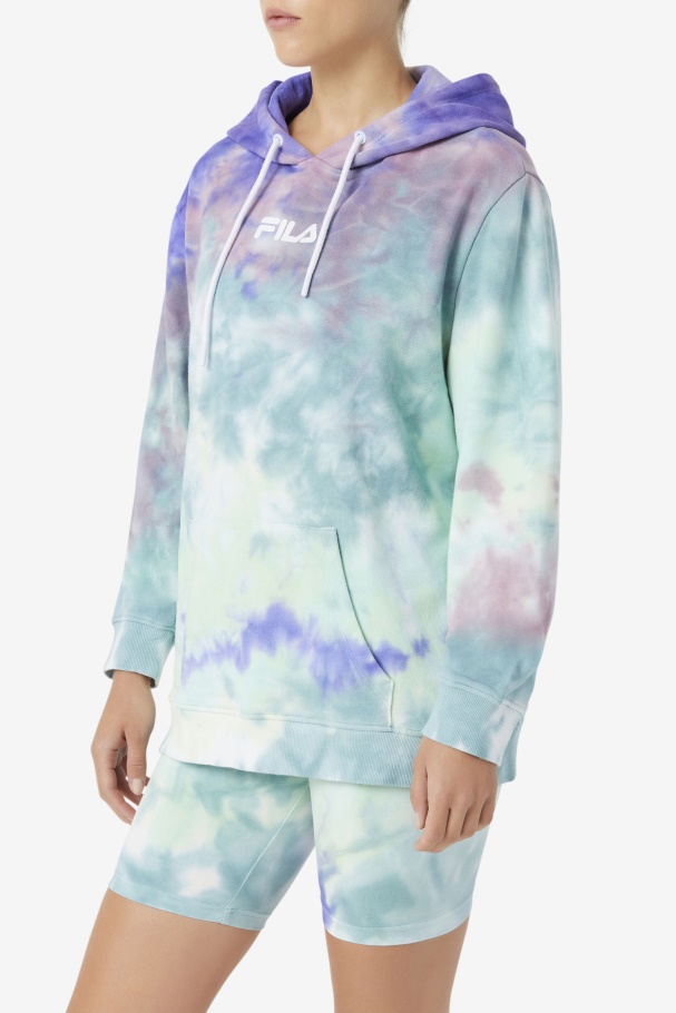Aruba Blue Tie Dye Fila UK Aerolynn Tie Dye Hoodie