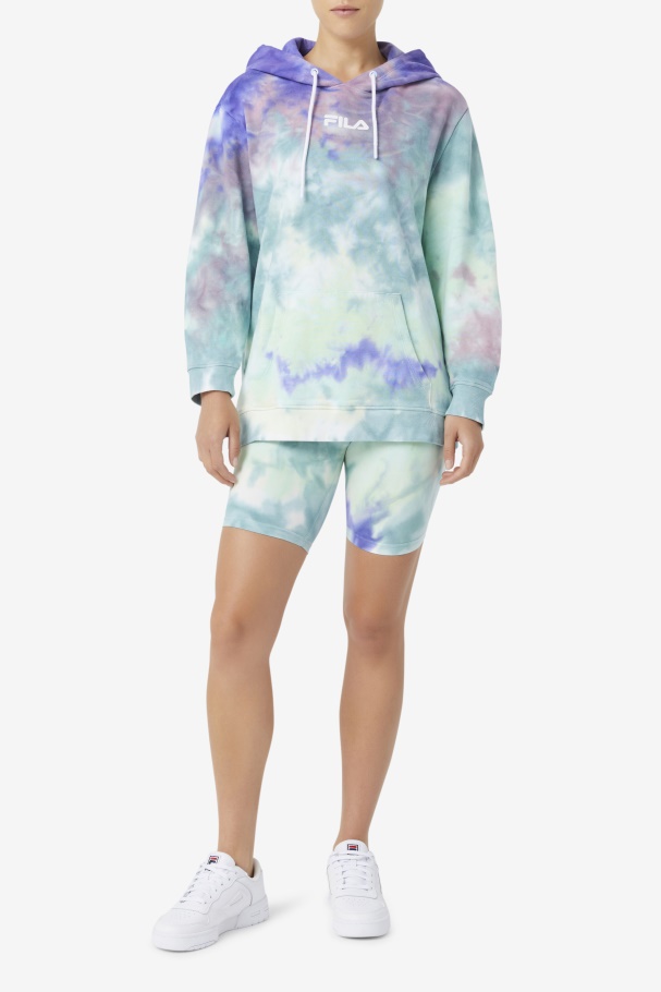 Aruba Blue Tie Dye Fila UK Aerolynn Tie Dye Hoodie