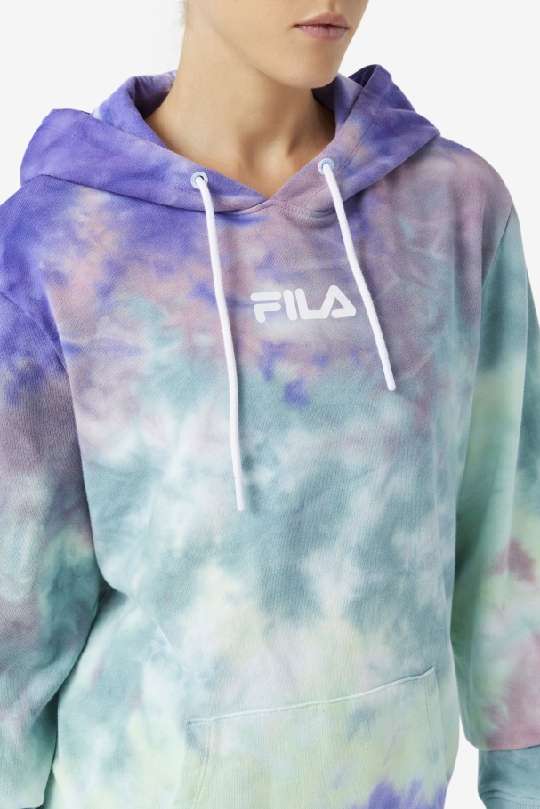 Aruba Blue Tie Dye Fila UK Aerolynn Tie Dye Hoodie