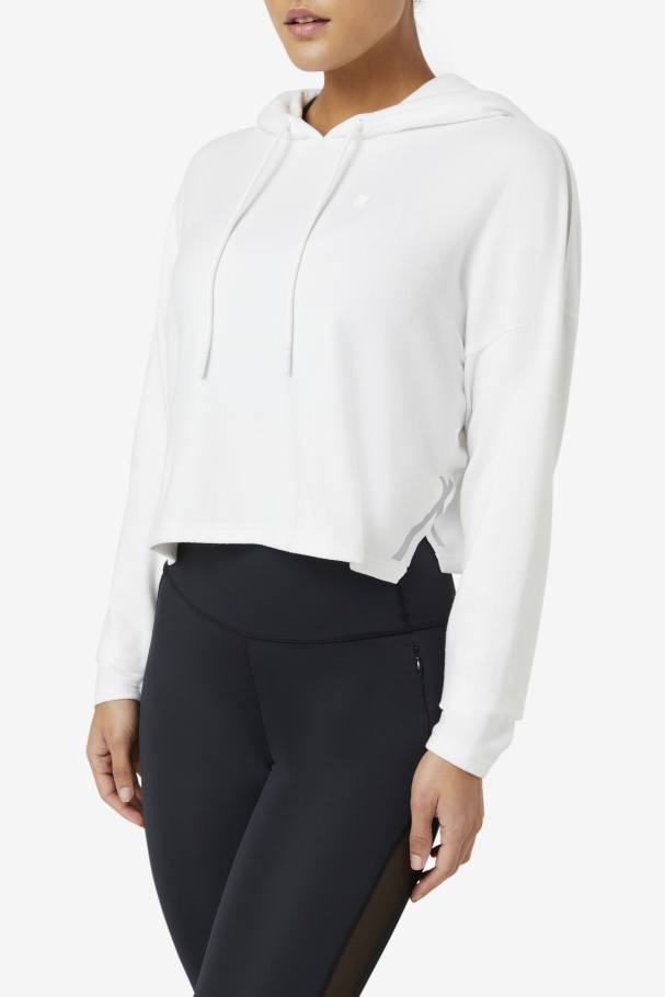 Fila UK White Fi-Lux Cropped Hoodie
