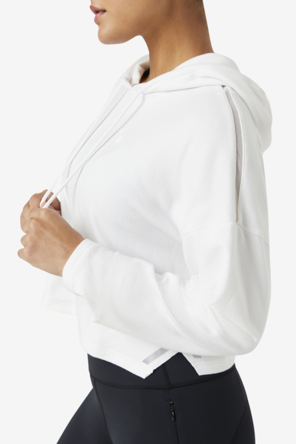 Fila UK White Fi-Lux Cropped Hoodie