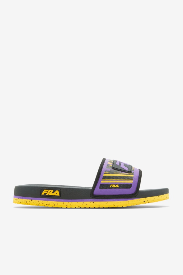 Men's Lunar Slide Black/Gold/Purple Fila UK