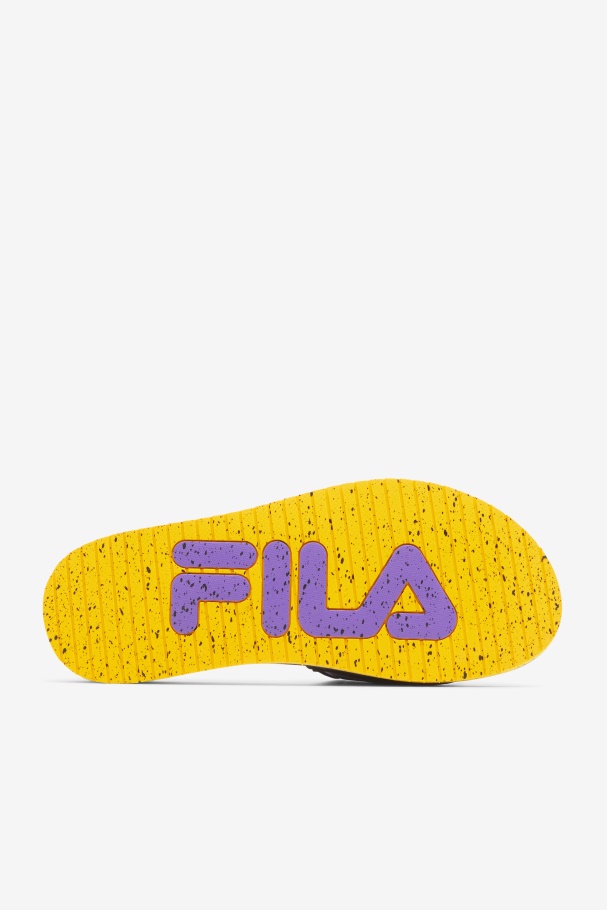 Men\'s Lunar Slide Black/Gold/Purple Fila UK