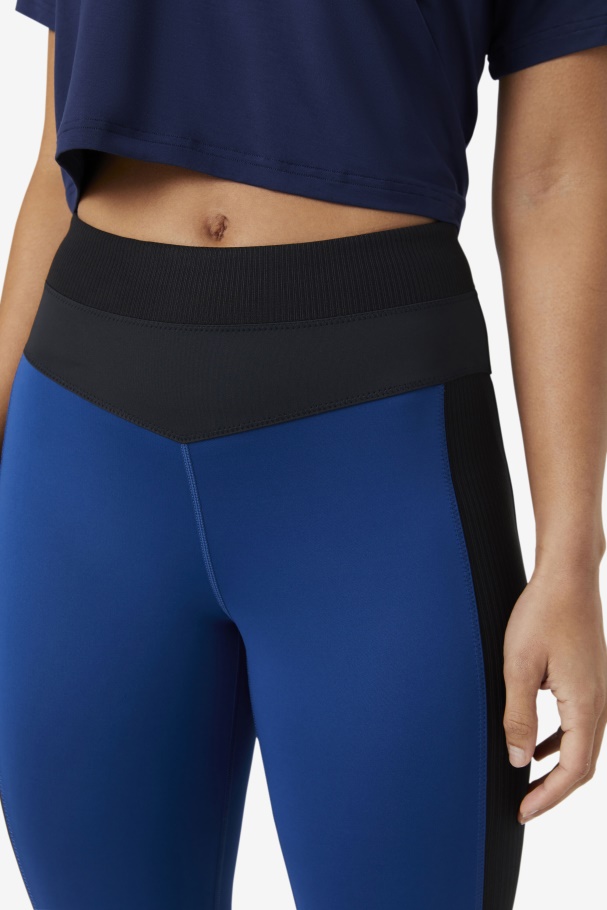 Forza Texture High Waist Legging Navy Peony/Black Fila UK