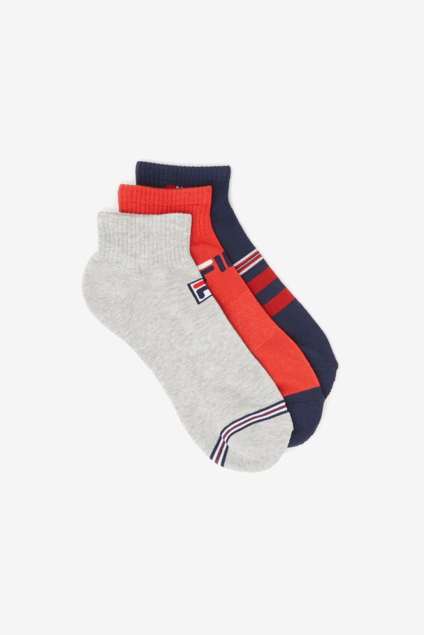 Men's Striped Quarter Sock 3-Pack Navy Fila UK