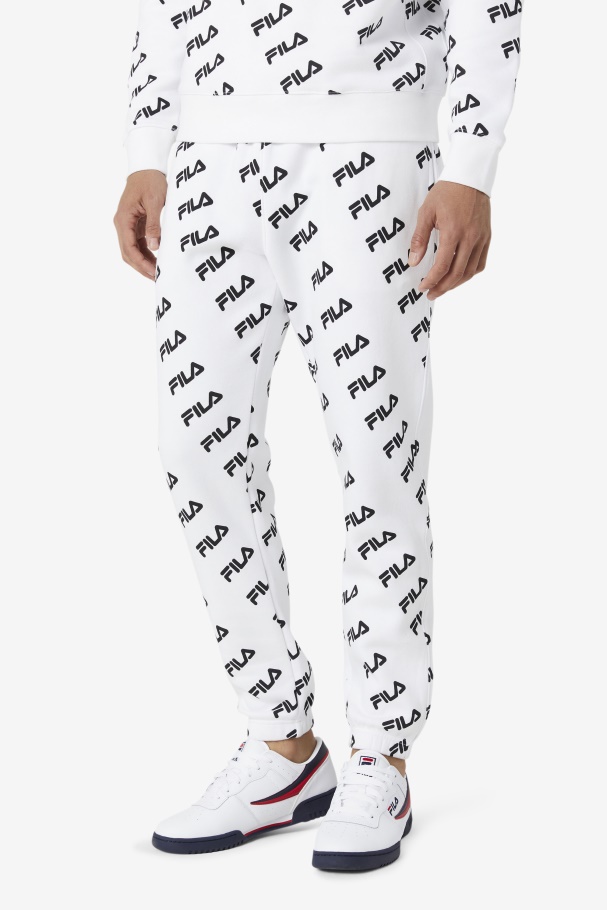 White/Black Fila UK Diagonal Logo Jogger